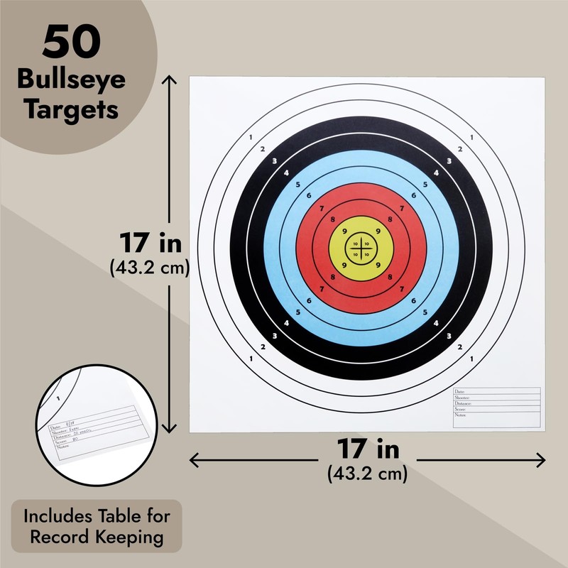 Okuna Outpost 50-Pack Bullseye Large Paper Shooting Range Targets for