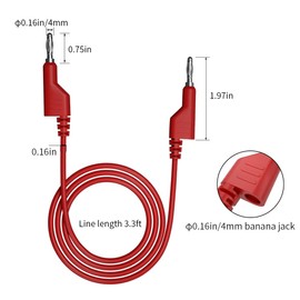 CZJZDZ 2 cables de prueba de enchufe banana a enchufe banana, ambos extremos de 4 mm para multímetro, cable de puente de prueba eléctrica de 100 cm J.70054