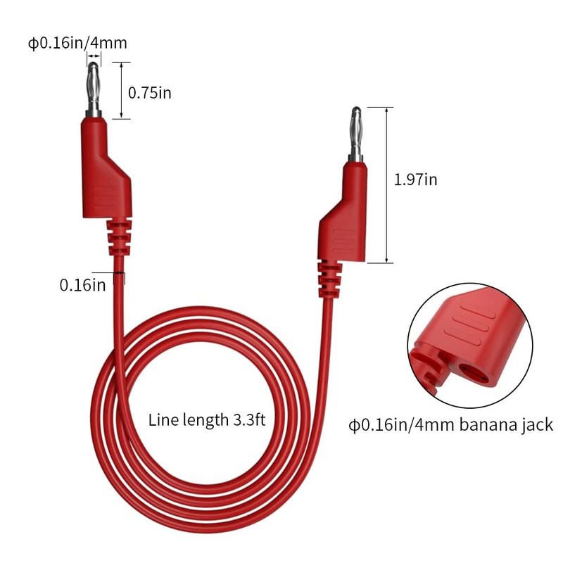 CZJZDZ 2 cables de prueba de enchufe banana a enchufe