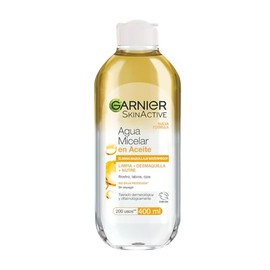 Garnier Skin Active Agua Micelar Desmaquillante Bifásica, 400ml. Limpia, Desmaquilla y Nutre, Remueve Maquillaje a Prueba de Agua, para Todo Tipo de  