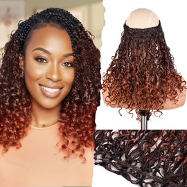 4 packs Track Braid Hair Boho Box Braids Goddess Curl Ends Weaving Hair Extensions 14 inch Synthetic Hair Extensions (COLOR #T350)