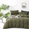 Pureant Olive Green Comforter Sets California King Solid Dark Green