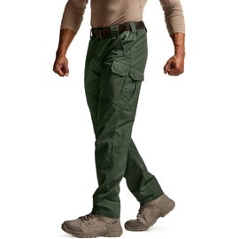 CQR Men's Tactical Pants, Water Resistant Ripstop Cargo Pants, Lightweight EDC Work Hiking Pants, Outdoor Apparel, Raider Mag Pocket Green Kelp, 36W x 30L