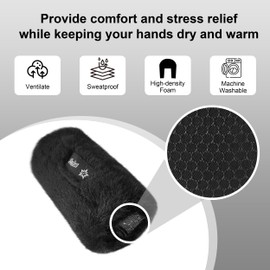 SPRING SEAON Walker Hand Pads Fluffy Walker Handle Cushions Non-Slip Universal Walker Grips Padded Hand Covers Soft Pads for Walkers for Seniors Walker Pads for Handles Folding Rolling Wheelchair, Rollator Handle, Elderly Grippers 2 Pack (Black)
