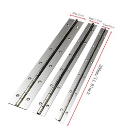 2Pack Continuous Piano Metal Hinge, Hoopever 300 x 25 x 1mm Stainless Steel Long Hinge 270 Degree Open Heavy Duty Furniture Hinge for Pianos, Cabinet, Doors, Large Windows, Boats, with Hole, Chrome