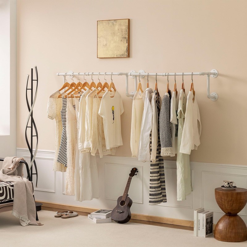 Clothes Racks, Industrial Pipe Clothing Racks for Hanging Clothes, Wall