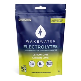 WakeWater Electrolytes Powder | Lemon Lime, 10 x 7g Electrolyte Powder Packets | Rapid Rehydration | Sugar Free | No Artificial Sweetener | 0 Calories | Keto & Paleo Friendly