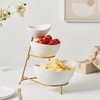Gomakren 3 Tiered Oval Serving Bowl with Collapsible Metal Rack,
