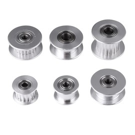 Pack of 5 2GT Aluminium Timing Pulley Bore Tensioner Pulley Three-Dimensional Printer 3 mm / 5 mm Bore Wheel 16/20 Teeth for Belt Width 6 mm/10 mm Timing Belt (W6 mm, 20T, Bore 3, Toothless)