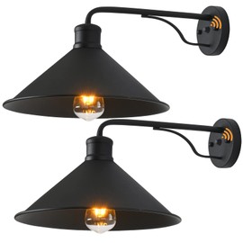 VICTOGATE Dusk to Dawn Outdoor Light Fixture for Porch and House, 12" Exterior Barn Light with Dusk to Dawn Black Classic Light Fixture for Farmhouse (Set of 2)