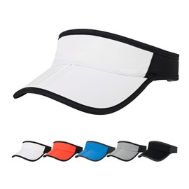 Sports Sun Visor Hats Men Women Foldable Brim Lightweight Packable Adjustable Visor Caps Running Golf Tennis White