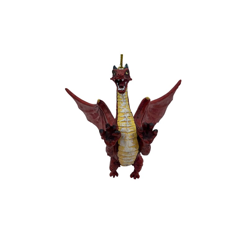 Red Flying Gothic Dragon Fantasy Christmas Tree Hanging Ornament Statue