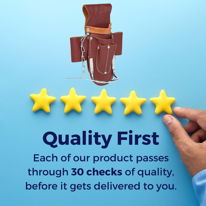Heavy-Duty Full Grain Leather Tool Belt for Electricians – Multi-Pouch