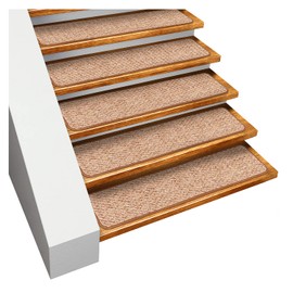 House, Home and More Set of 15 Skid-Resistant Carpet Stair Treads - Praline Brown - 8 Inches X 30 Inches