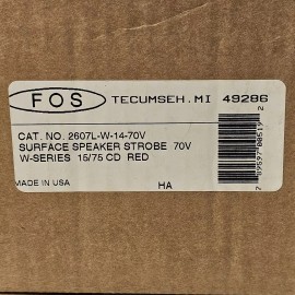 Faraday FOS 2607L-W-14-70V Flush Speaker Strobe Candela Red Fire Alarm NOS 2607