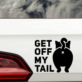 Cute Get Off My Tail Quote Waterproof Decal - Gifts for Cat Lovers - Car Stickers - Motorhome Stickers - Bike Stickers - Caravan Decals (Black)
