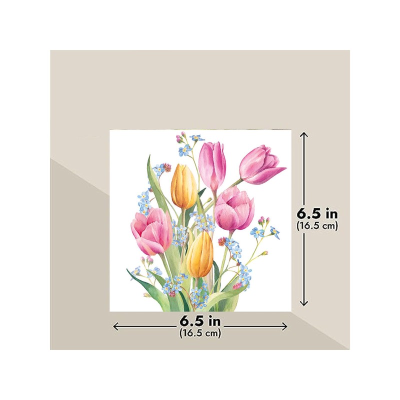 AMBIENTE Napkin Tulips Bouquet 5 or 20 Pieces 33 x