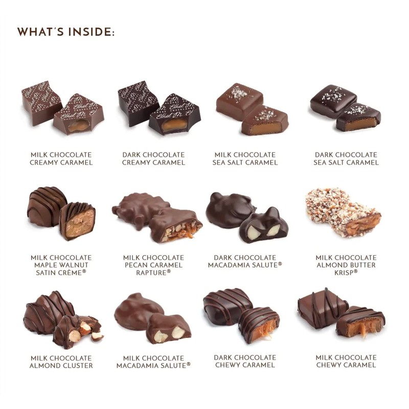 Ethel M Chocolates 12-Piece The Nuts & Caramels Collection, Premium