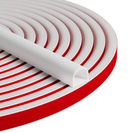 Bantie 20FT Weather Stripping Door Seal Self Adhesive Door Weather Stripping Weather Strip Silicone D Shaped Door Seal Strip for Door Frame/Window Seal (20FT White 9/16" W × 15/32" T)