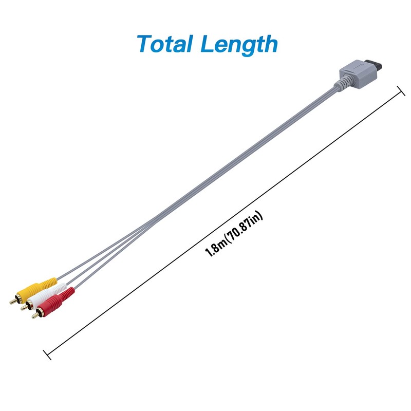 Mcbazel Wii AV Cable, Gold-Plated 3 RCA Interface, 6FT/1.8M, Compatible