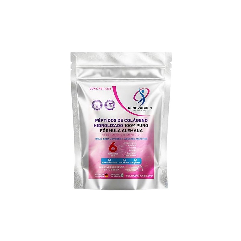 Péptidos Bioactivos Colágeno Hidrolizado Polvo 420g Fórmula Alemana 100 Puro