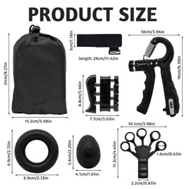 Hand Trainer Finger Trainer (5 Pieces), Finger Trainer Grip Strength Trainer Set, Adjustable Grip Trainer, Forearm Trainer, Finger Training Device, Finger Stretcher, Training Ring and Stress Relief