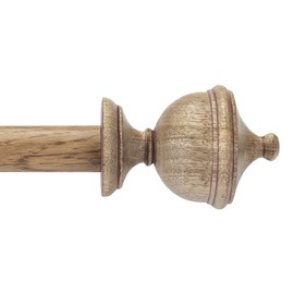 Deco Window Extendable Curtain Rod for Door & Windows Adjustable Length Heavy Duty Iron Farmhouse Drapery Pole with Wooden Finials (1" Diameter) (36" to 66", Natural Wood)