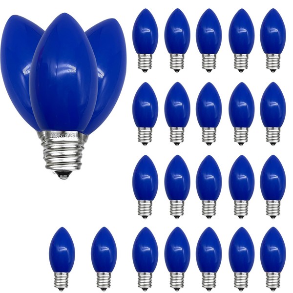 HEDCINLT 25 Pack Blue C9 LED Bulbs, C9 Replacement Bulbs