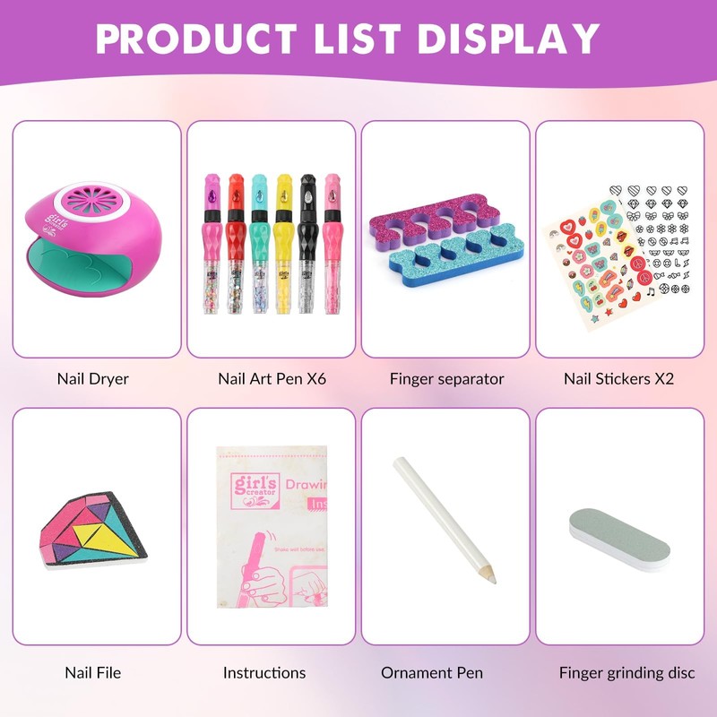 BLIFF Nail Art Pens for Kids Set, Nail Polish Kit,