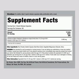 Piping Rock Elderberry Capsules | 2000 mg | 180 Pills | Sambucus Herbal Extract Supplement | Concentrated Extract | Non-GMO, Gluten Free