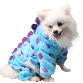 Disfraz de Dinosaurio para Perro, Sudadera con Capucha para Perro, Abrigo para Clima frío, Disfraz de Invierno para Perros pequeños, medianos y Gatos, Pijama para Perro para Navidad y Halloween