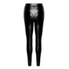 Noir Handmade F332 Ouvert Wetlook Leggings, Black Leggings with 2-Way