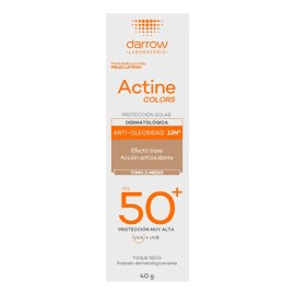 Protector Solar Facial Dermatológico con Color Darrow Actine Colors FPS50+ Bloqueador Solar Facial para Piel Mixta y Grasa Anti Oleosidad Tono Medio 4