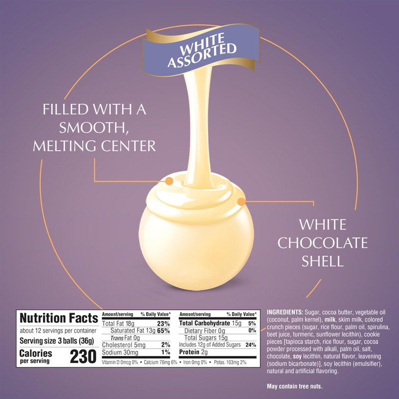Lindt LINDOR White Chocolate Assorted Chocolate Candy Truffles, 15.2 oz.