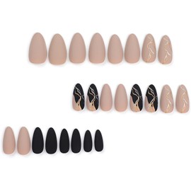 24 Pzs Uas Postizas Medianas, Uas Postizas Almendras con Pegamento, Uas Postizas Gradiente Diamante Espejo con Diseos, Acrlico para Mujeres (style 2)
