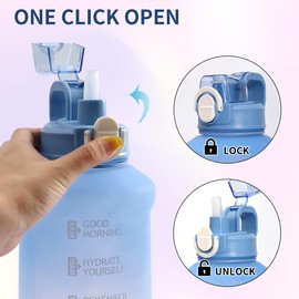 WENLIM 2L Sports Water Bottle with Straw, 2 Litre Motivational Water Bottle with Time Marking, Large Bottle with Handle for Fitness