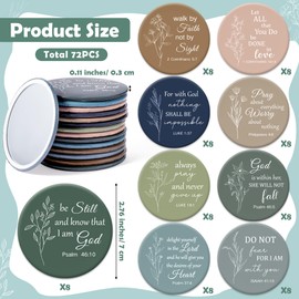 Y1tvei Mini Christian Compact Mirrors - 72Pcs Flower Sketch Art Bible Verse Compact Mirrors Bulk Small Portable Round Pocket Makeup Mirror Christian Inspirational Church Party Favors Gifts for Women