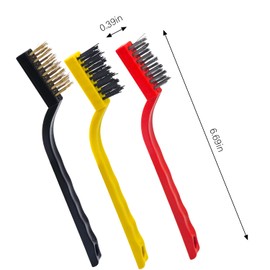 Wire Brush Set, 3 Pieces, 1 x Brass Brush, 1 x Steel Brush, 1 x Nylon Brush, Small Wire Brushes for Cleaning Welding Slag, Dirt and Rust