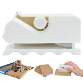 Cat Scratching Cardboard Cutter - Ergonomic Handheld Tool for DIY Cat Scratchers, Adjustable Cutting Settings, Cardboard Stripper & Recycle Tool for Crafting Enthusiasts (White)