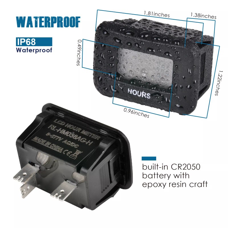 Runleader AC/DC 5V-277V Hour Meter Maintenance Reminder for Lawn Mower