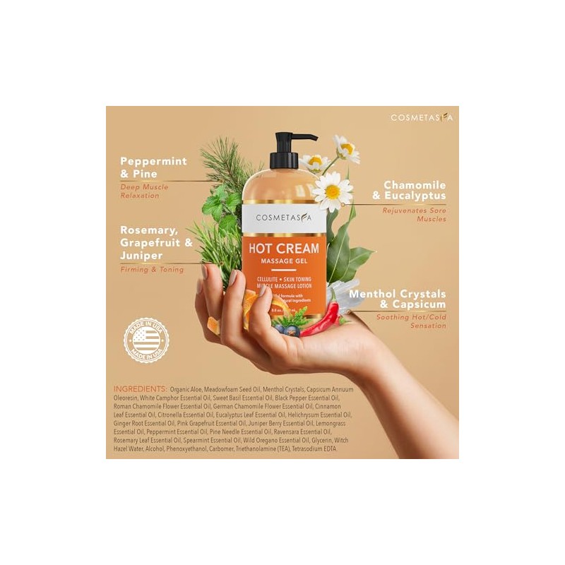 Aceite Masaje Celulitis Crema Caliente Gel 100 Natural Altamente Absorbible