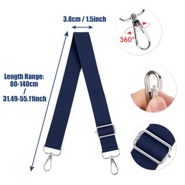 Iridsmole 3.8cm Wide Shoulder Strap for Bag, Universal Replacement Bag Straps Navy, Adjustable Handbag Straps for Men, Women Crossbody Messenger Strap for Bags