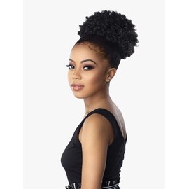 Sensationnel Instant Pony Half Wig AFRO PUFF LARGE - Synthetic pony tail and updo with adjustable drawstring for seamless pony styles - INSTANTPONY AFRO PUFF LARGE (1B)