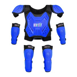 Kids Dirt Bike Gear- Motorcycle Protective Gear Chest Protector Youth Motocross Gear Body Armor Vest Knee Guards and Elbow Full Body Protection Suit (Blue)