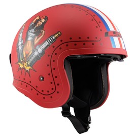 LS2 Helmets Open Face Spitfire Spark Helmet (Primer Red - X-Large)