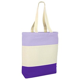 Fancy Tricolor Heavy Canvas Tote Bag (1, Purple)