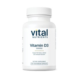 Vital Nutrients Vital Nutrients Vitamin D 5000 IU | Vitamin D3 Supplement | Healthy Bones, Teeth, Muscles*| Cellular & Immune Function | Calcium Absorption | Gluten, Dairy and Soy Free | 180 Capsules