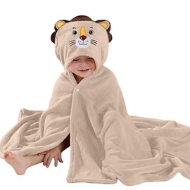 Asnewkit Hooded Baby Towel, Baby Bath Towels with Hood,Unique Animal Design Baby Towel with Hood Soft Absorbent Baby Bath Towels, for Newborn Baby Boy and Girl (L-Brown Lion)