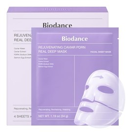 Biodance Rejuvenating Caviar Pdrn Real Deep Mask, Overnight Hydrogel Face Mask, Skin Firming, Radiance, Enhancing Skin Recovery, Korean Skin Care | 1.19Oz(34g) X 4Ea