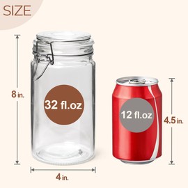 ComSaf Glass Jars with Airtight Lid Set of 3, Mason Jars 32 oz, Pickling Jar, Canning Jar 32oz, 32 oz Glass Containers with Lids for Kitchen, Pickle, Flour, Cereal, Pasta, Sugar, Herb